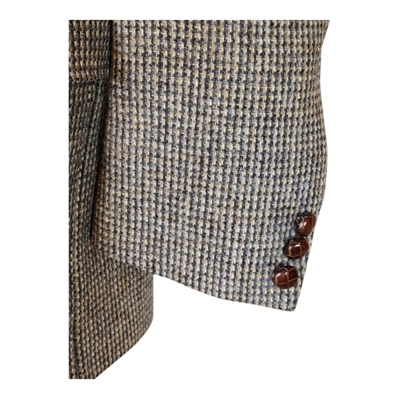 Orvis Harris Tweed Blazer 42R Brown Houndstooth Wool Jacket USA Made - Picture 5 of 13